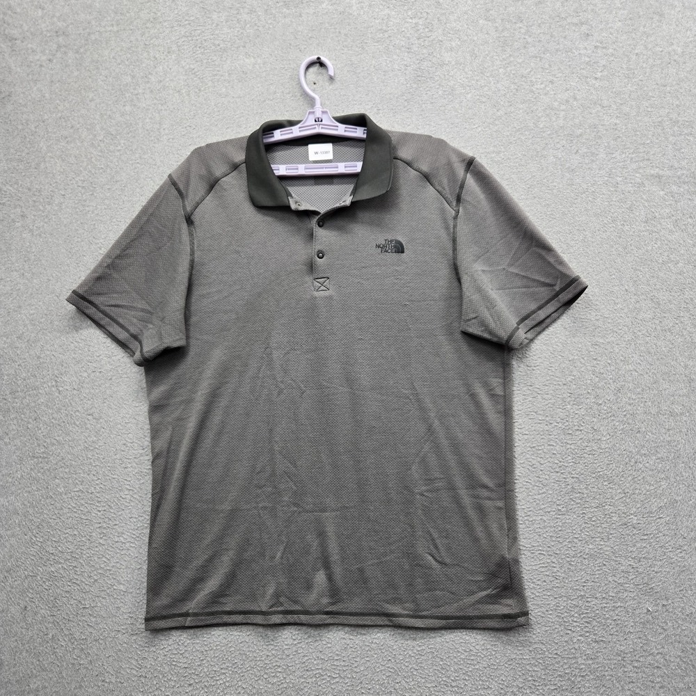 The North Face Men Polo XL Gray Activewear Logo Horizon Flash Dry Stretch